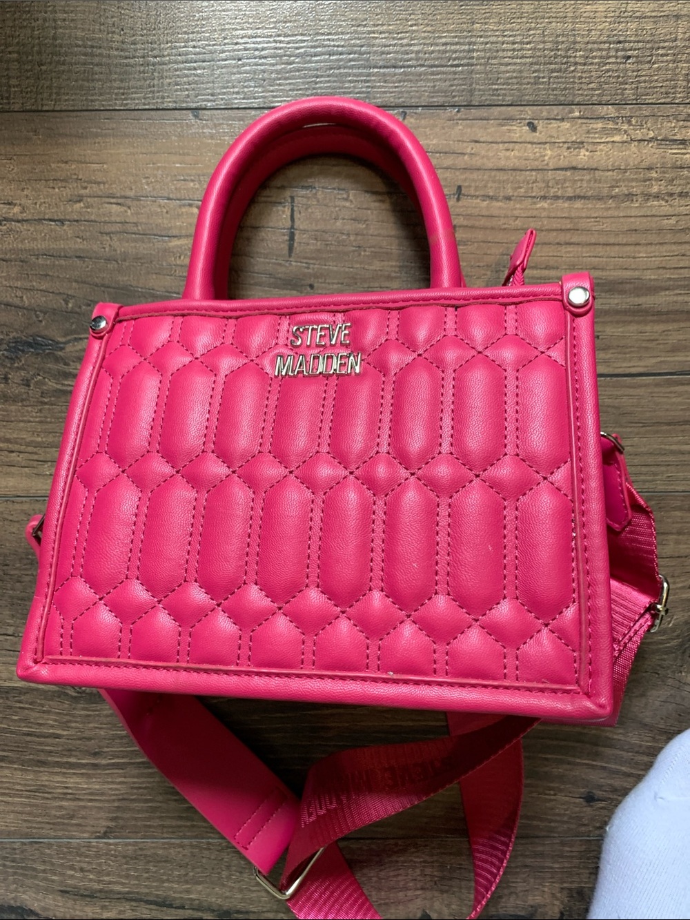 Steve Madden Hot Pink Quilted Top-Handle Mini Bag